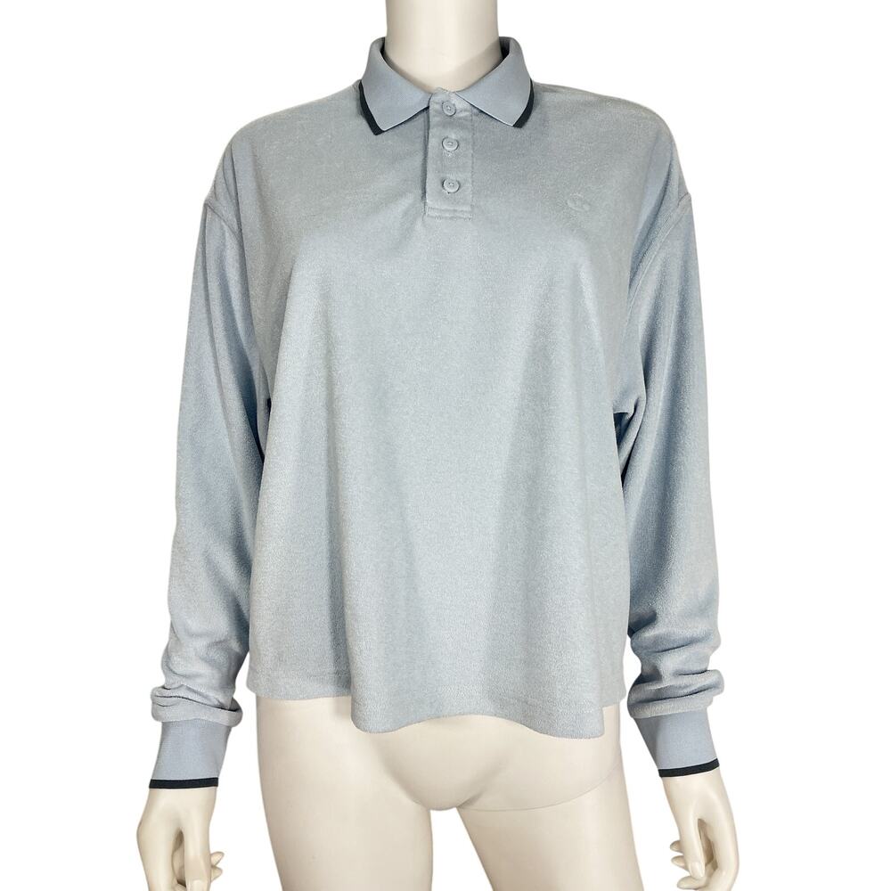 Lululemon Relaxed Blue Cotton Terry Polo Shirt Size S - Picture 2 of 4